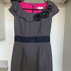 Dress Barn Navy&White Dress with Flowers/Ruffles